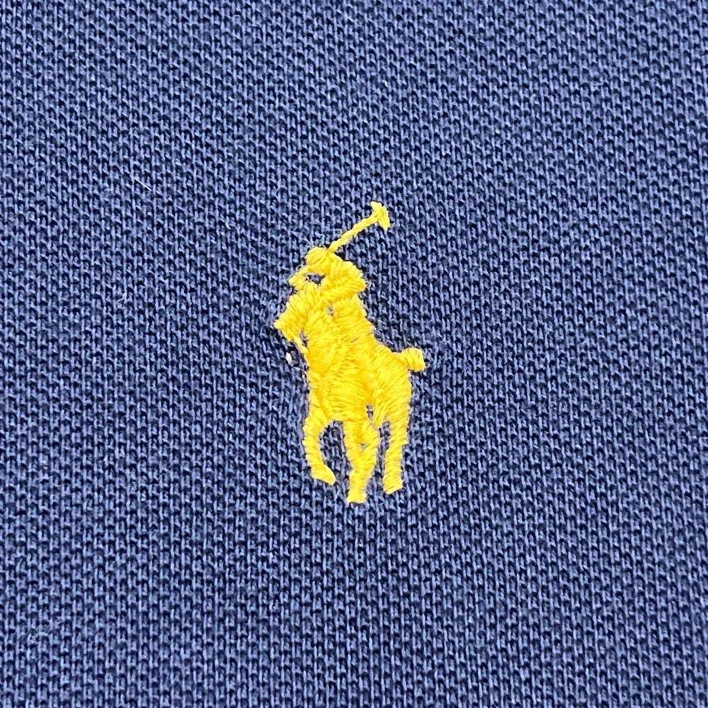 Polo Ralph Lauren Pique Shirt Mens Medium Blue Custom Slim Fit Knit Tipped Trim
